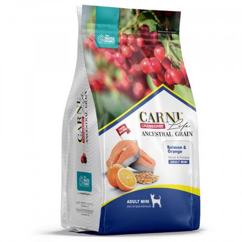 Carni Life Mini полнорационный сухой корм для собак мелких пород, низкозерновой, с лососем, апельсином и клюквой