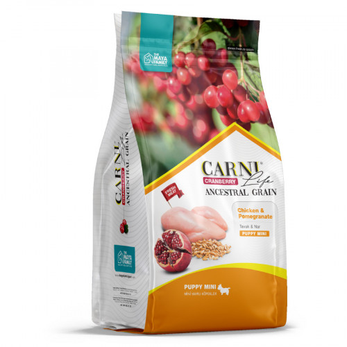Carni Life Puppy Mini полнорационный сухой корм для щенков, кормящих и беременных собак мелких пород, низкозерновой, с курицей, гранатом и клюквой