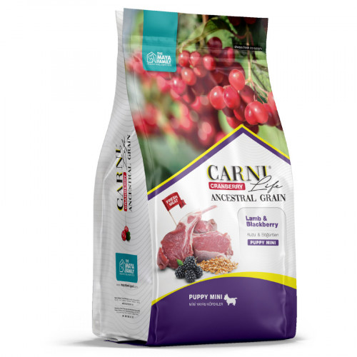 Carni Life Puppy Mini полнорационный сухой корм для щенков, кормящих и беременных собак мелких пород, низкозерновой, с ягненком, ежевикой и клюквой