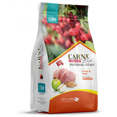 Carni Life Puppy полнорационный сухой корм для щенков, кормящих и беременных собак, низкозерновой, с индейкой, яблоком и клюквой