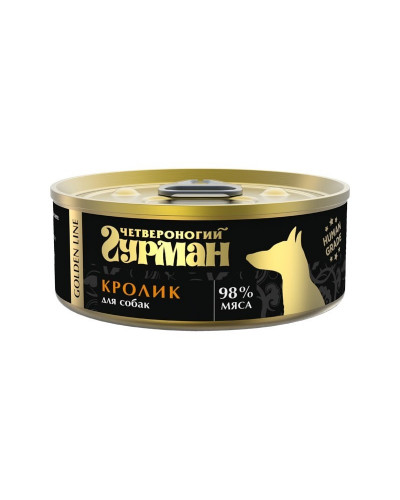 Четвероногий Гурман Golden line кролик натуральный в желе для собак 100 г х 24 шт
