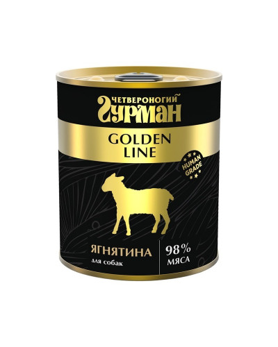 Четвероногий Гурман Golden line влажный корм ягнятина натуральная в желе для собак - 340 г х 12 шт