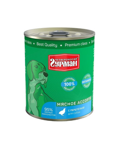 Четвероногий Гурман Мясное ассорти с перепелкой для собак 340 гр х 12 шт