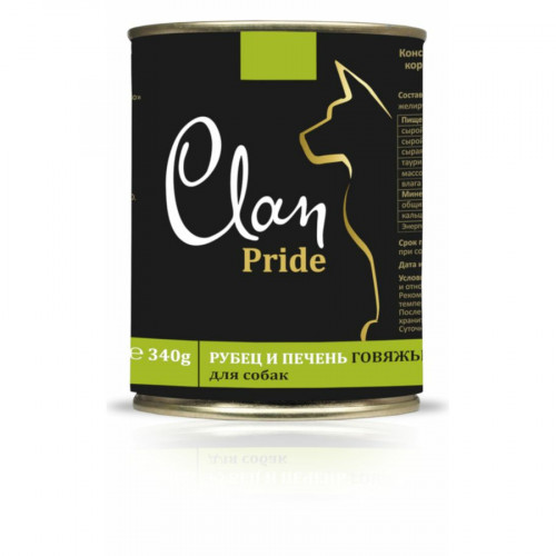 Clan Pride влажный корм для собак, рубец и печень говяжья в консервах - 340 г x 12 шт
