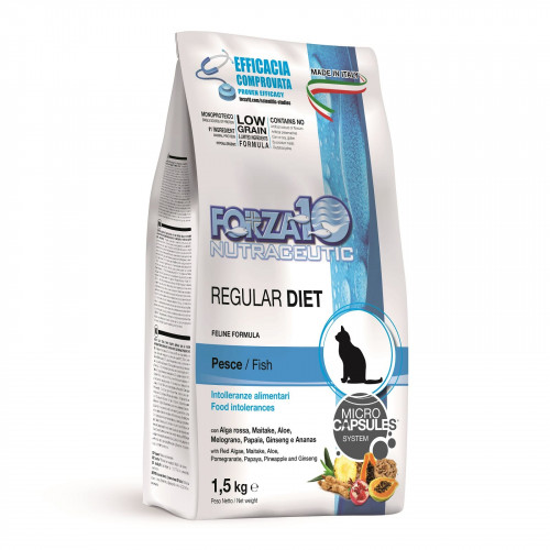 Forza10 Regular Diet сухой корм для взрослых кошек при аллергии и повышенной чувствительности к животным белкам с рыбой