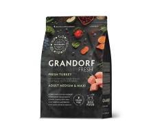 Grandorf Fresh для взрослых собак средних и крупных пород, свежее мясо индейки с бататом, диетическая формула для особо аллергичных собак 