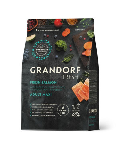 Grandorf Fresh для собак крупных пород, свежее филе лосося с бататом 