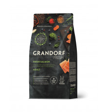 Grandorf Fresh для взрослых кошек, свежее филе лосося с бататом, для здоровья кожи и шерсти или склонных к аллергии