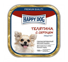 Влажный корм Happy Dog для собак мелких пород с телятиной и сердцем - 100 г х 15 шт