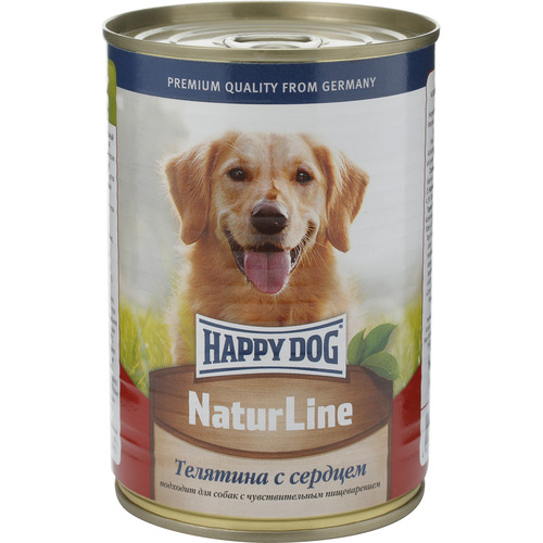 Happy Dog консервы для собак с телятиной и сердцем - 410 г х 20 шт