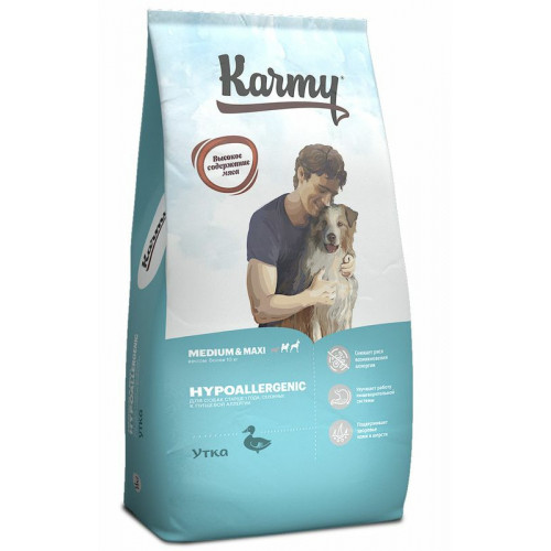Karmy Hipoallergenic Medium & Maxi сухой корм для взрослых собак средних и крупных пород при аллергии с уткой
