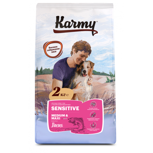 Karmy Sensetive Medium & Maxi сухой корм для взрослых собак средних и крупных пород с чувствительным пищеварением с лососем