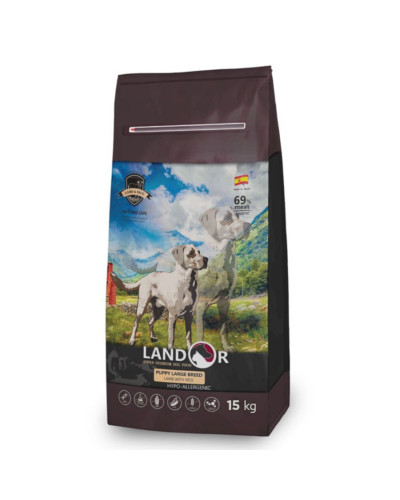 Landor Large Breed Dog сухой корм для щенков крупных пород с ягненком и рисом -15 кг
