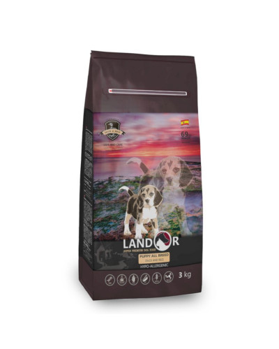 Landor Puppy сухой корм для щенков всех пород от 1 до 18 месяцев, с уткой и рисом - 15 кг