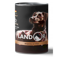 Landor влажный корм для собак всех пород с индейкой и уткой в консервах - 400 г х 6 шт.