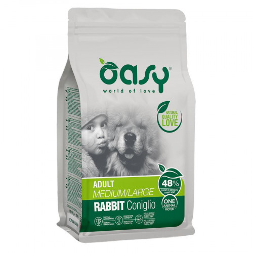 Oasy Dry Dog OAP Adult Medium/Large монопротеиновый сухой корм для взрослых собак средних и крупных пород с кроликом