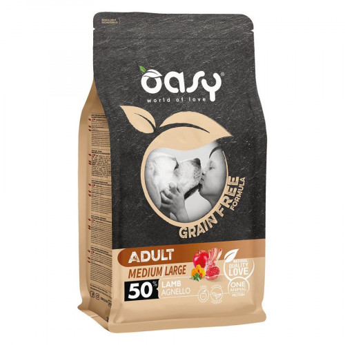 Oasy Dry Dog Grain Free Adult Medium сухой беззерновой корм для взрослых собак средних пород с ягненком