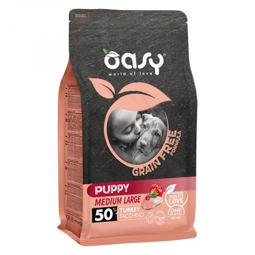 Oasy Dry Dog Grain Free Puppy Medium сухой беззерновой корм для щенков средних пород с индейкой