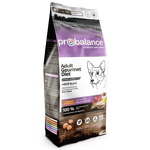 ProBalance Gourmet Diet Adult сухой корм для привередливых собак с говядиной и кроликом 15 кг
