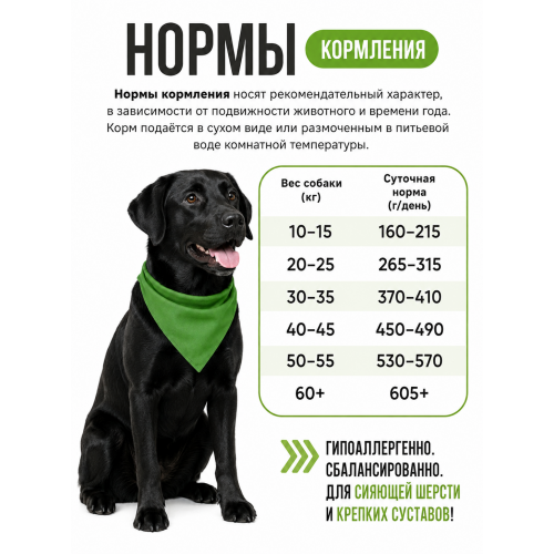 Зооринг Adult Dog Мясной рацион сухой корм для взрослых собак средних и крупных пород говядина, рис с яблоками с глюкозамином и хондроитином
