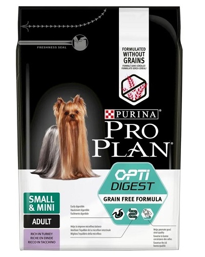 Pro Plan Optidigest Grain Free сухой беззерновой корм для взрослых собак мелких пород с чувствительным пищеварением с индейкой