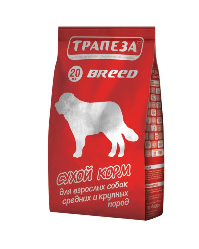 Трапеза Breed сухой корм для взрослых собак средних и крупных пород с говядиной - 20 кг